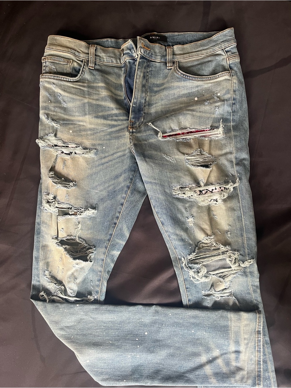 AMIRI Light Blue Distressed Skinny Jeans